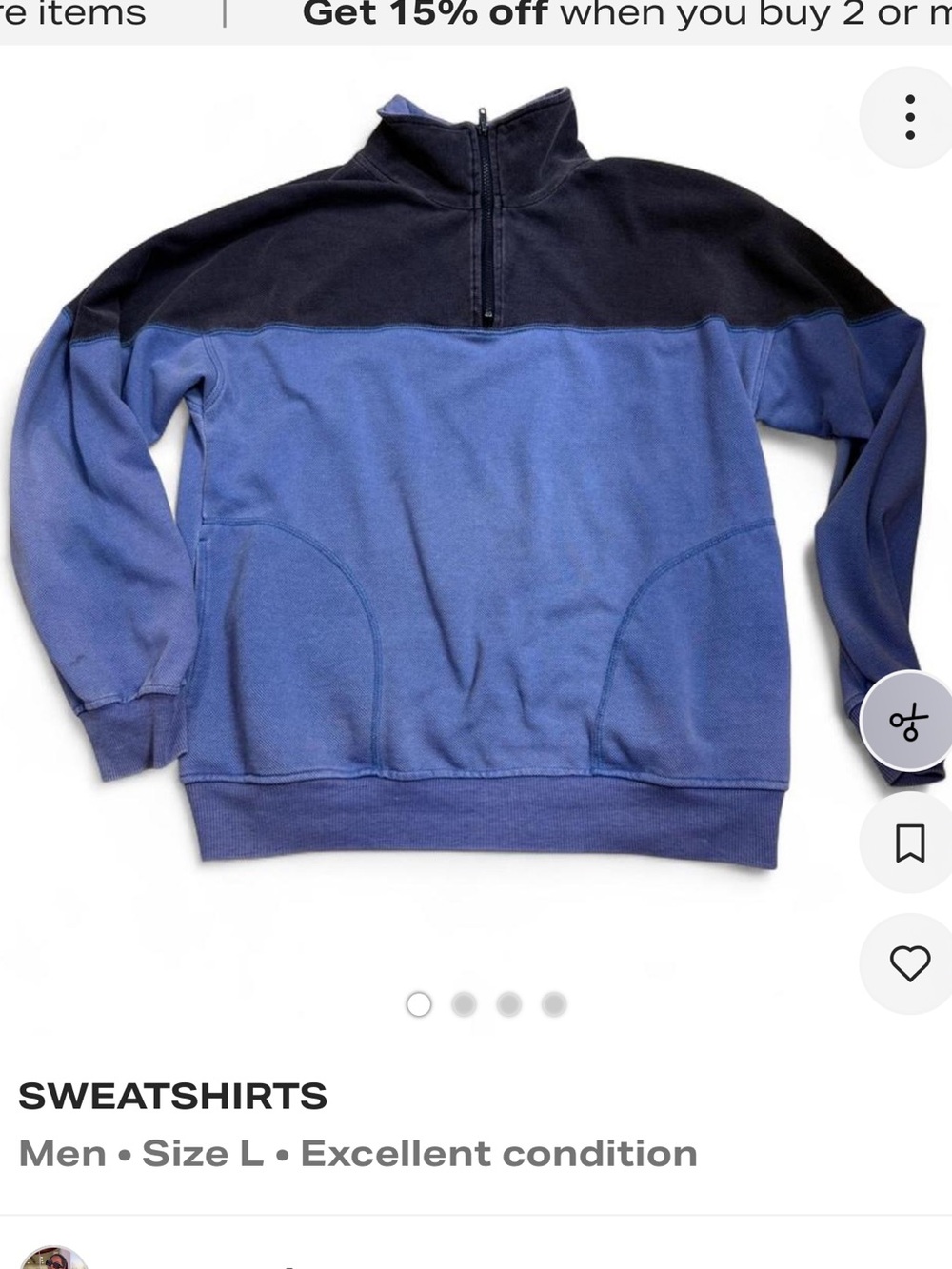 John Ashford Two-Tone Zip-Up Sweatshirt in Blue and Black